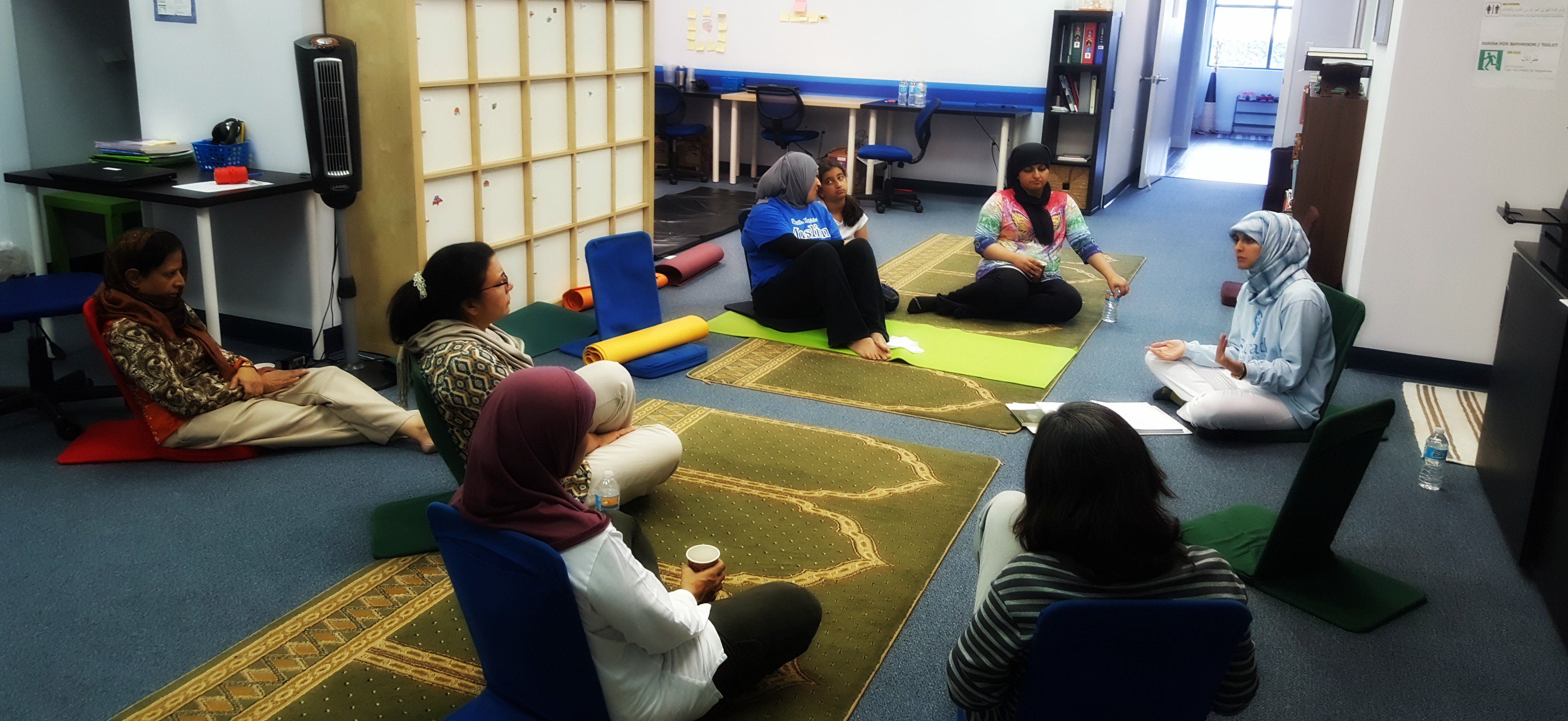 Sisters in the Sanad Body/Soul: Yoga & Dhikr Club relax after Yoga...sharing tea, naseeha and remembrance of Allah.